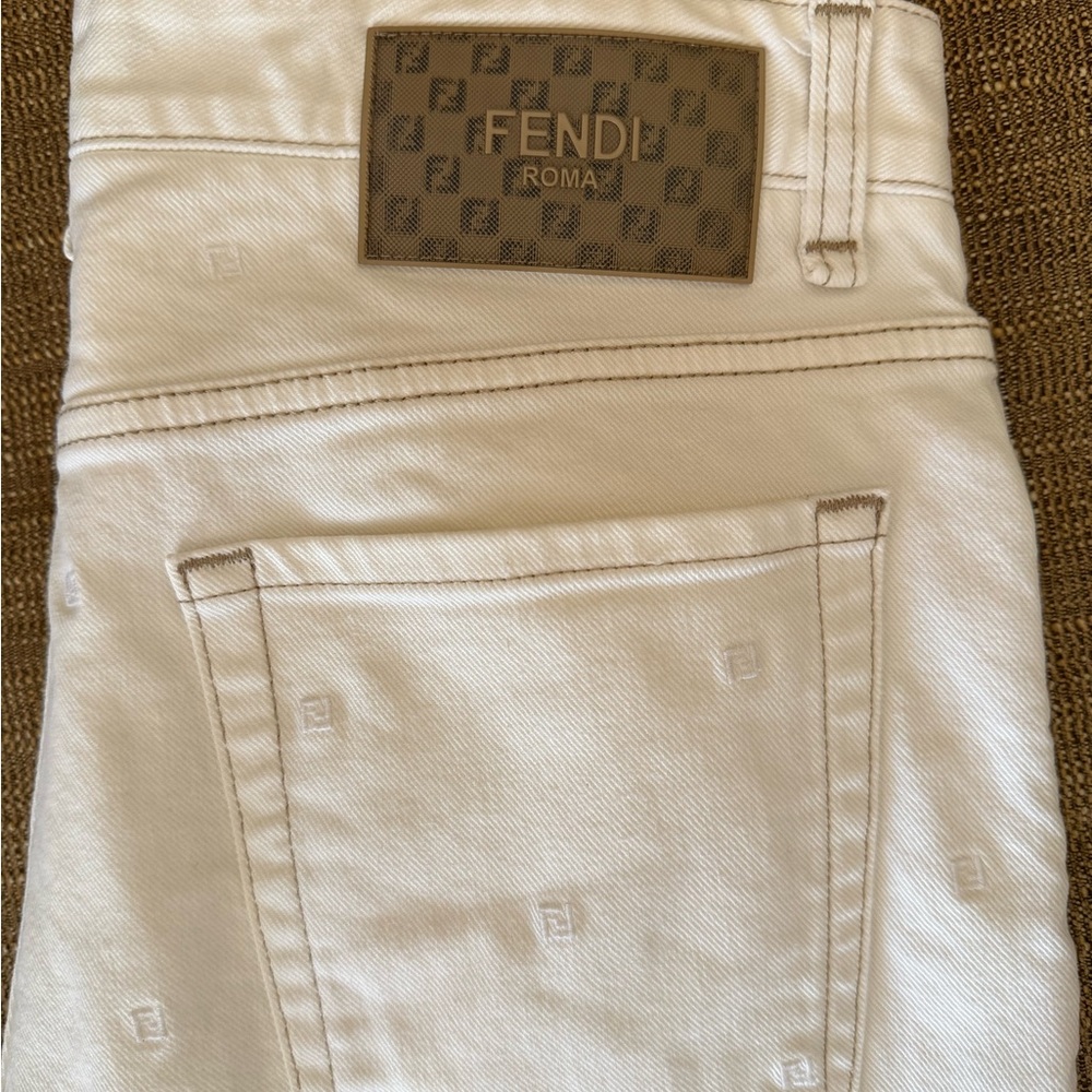 Fendi FF Logo White Slim Jeans – Men’s 32x34